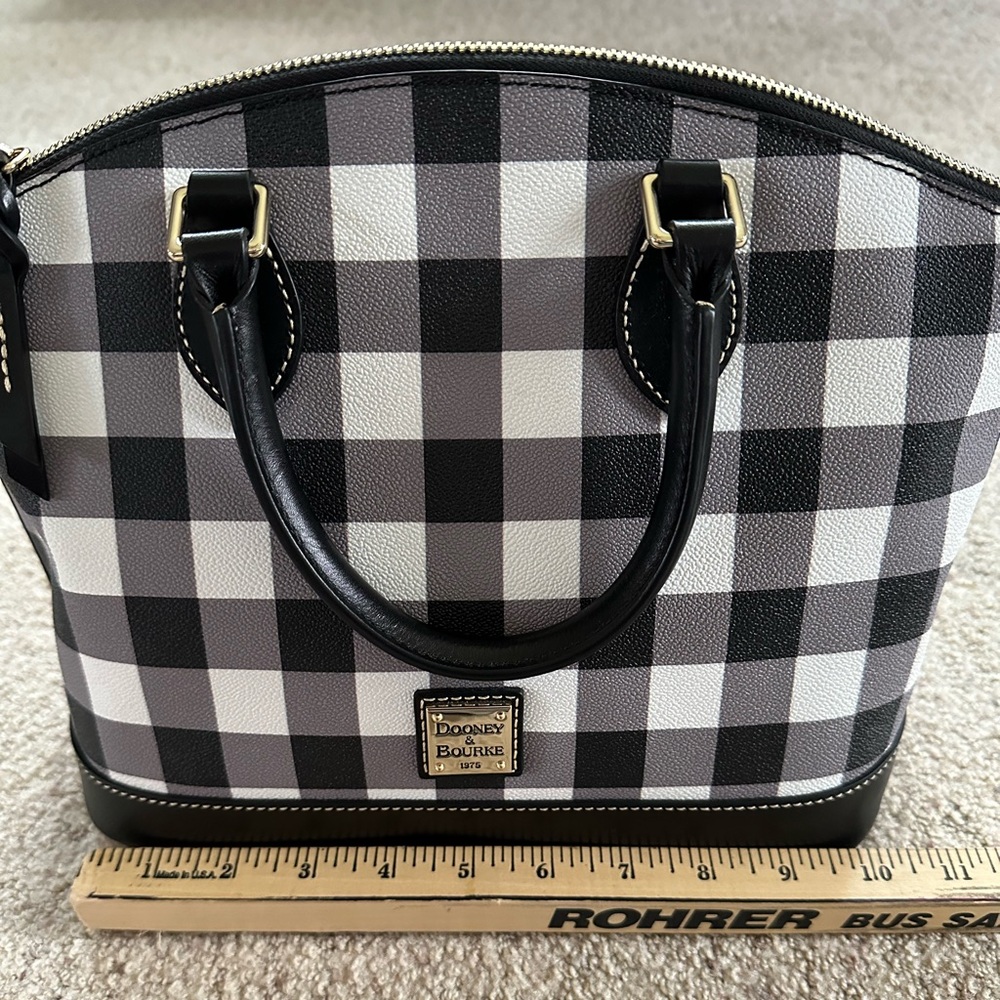 Dooney and Bourke Tucker Darcy satchel. Black and white checked